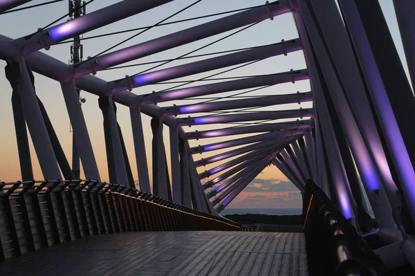 Curved Bridge Original Architecture Bridge Located South Netanya Ben Gurion — Stock Photo, Image