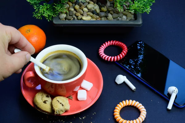 Kaffeepause Während Des Arbeitstages Kreative Menschen Werbung Für Das Geschäftskonzept — Stockfoto