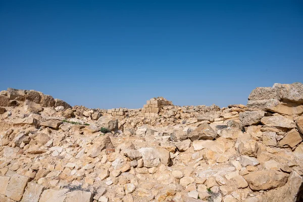Vista Dos Edifícios Arruinados Antiga Cidade Nabateia Avdat Agora Parque — Fotografia de Stock