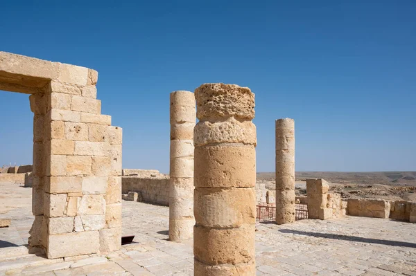 stock image View of the ruined buildings in the ancient Nabataean city of Avdat, now a national Park, in the Negev Desert, Southern Israel