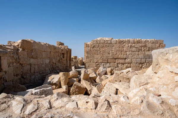 Vista Dos Edifícios Arruinados Antiga Cidade Nabateia Avdat Agora Parque — Fotografia de Stock