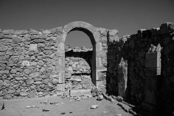 Pohled Zničené Budovy Starobylém Nabatejském Městě Avdat Nyní Národním Parku — Stock fotografie