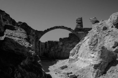 Güney İsrail 'deki Negev Çölü' nde, şimdi ulusal bir park olan antik Nabataean şehri Avdat 'taki yıkılmış binaların manzarası
