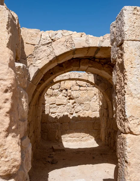 Utsikt Över Förstörda Byggnaderna Den Antika Nabateiska Staden Avdat Numera — Stockfoto