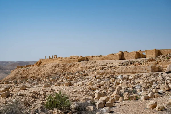 古代のナバタシアの都市アヴダト 今国立公園 ネゲヴ砂漠 南イスラエルの廃墟の建物の眺め — ストック写真