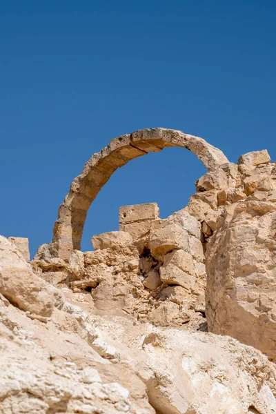 Vista Los Edificios Ruinas Antigua Ciudad Nabatea Avdat Ahora Parque — Foto de Stock