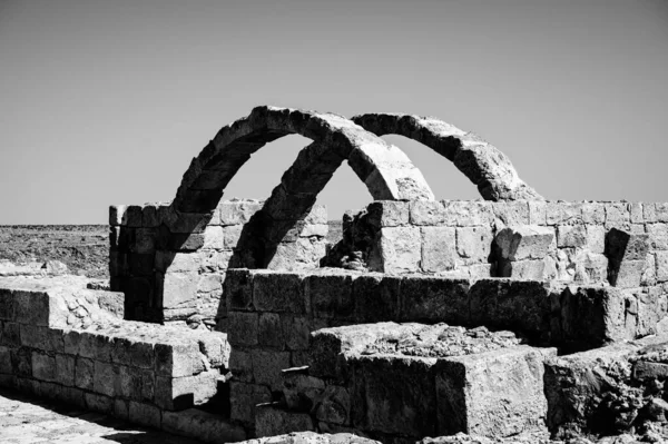 Widok Zrujnowanych Budynków Starożytnym Nabataean Miasta Avdat Obecnie Park Narodowy — Zdjęcie stockowe