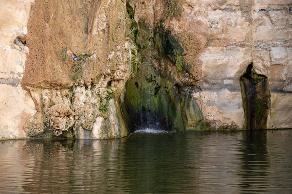 Desfiladeiro Ein Avdat Formado Pelo Rio Qing Israel Cachoeira Pitoresca — Fotografia de Stock