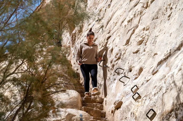 Canyon Ein Avdat Israel Marzo 2022 Los Turistas Caminan Kanyon — Foto de Stock