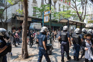 ATHENS, GREECE - MAY 14, 2022: Demonstration of supporters of the far-right Golden Dawn party in Athens in Greece