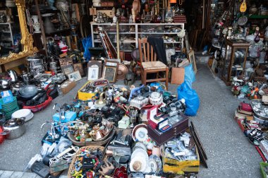 ATHENS, GREECE - MAY 14, 2022: The Monastiraki flea market is located in the center of Athens: on Avissinias Square in Greece
