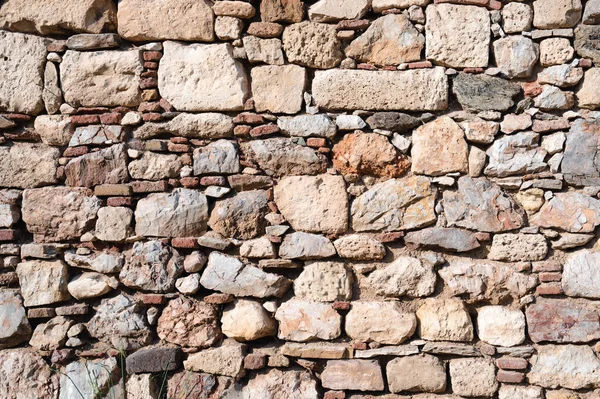 Remains Ancient Stone Block Wall Sea Greece Sunny Day — Stok Foto
