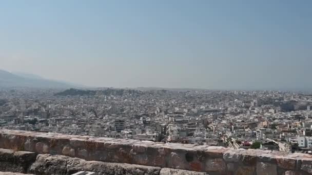 Panorama Athens Acropolis Greece View Sunny Day — 图库视频影像