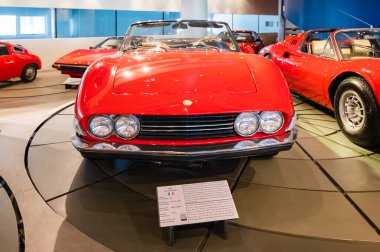 Athens, Greece - May 18, 2022. Old classic cars inside the Hellenic Motor Museum. Central Athens - Kolonaki