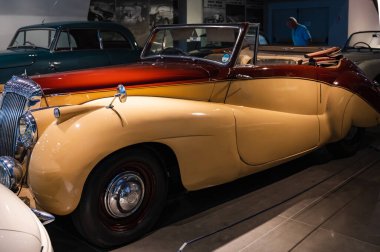 Athens, Greece - May 18, 2022. Old classic cars inside the Hellenic Motor Museum. Central Athens - Kolonaki