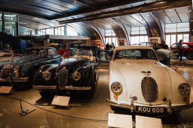 Athens, Greece - May 18, 2022. Old classic cars inside the Hellenic Motor Museum. Central Athens - Kolonaki