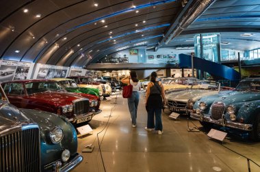 Athens, Greece - May 18, 2022. Old classic cars inside the Hellenic Motor Museum. Central Athens - Kolonaki