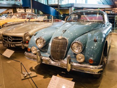 Athens, Greece - May 18, 2022. Old classic cars inside the Hellenic Motor Museum. Central Athens - Kolonaki