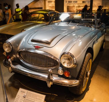 Athens, Greece - May 18, 2022. Old classic cars inside the Hellenic Motor Museum. Central Athens - Kolonaki