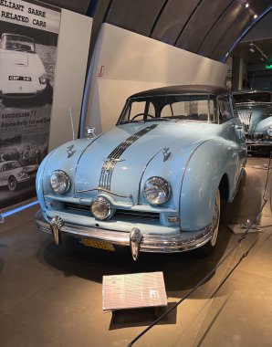 Athens, Greece - May 18, 2022. Old classic cars inside the Hellenic Motor Museum. Central Athens - Kolonaki