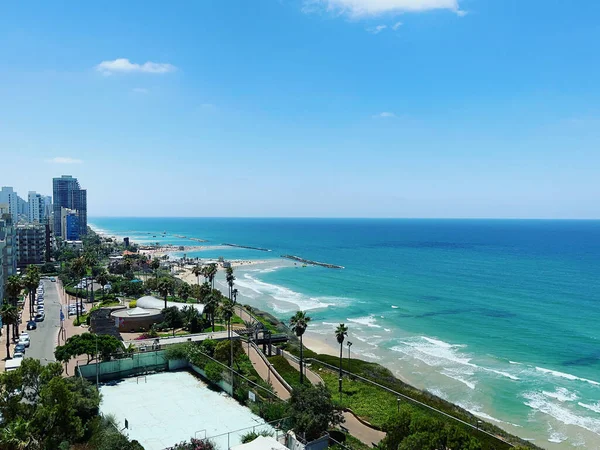 View Waterfront Coastline Hotels Netanya Israel Mediterranean Sea — Stock Photo, Image