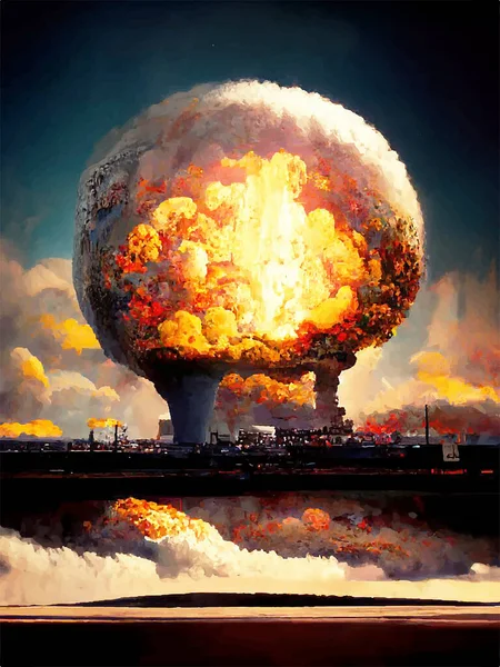 核爆発によるキノコ 世界の核戦争 世界の終わりだ ハルマゲドン — ストックベクタ