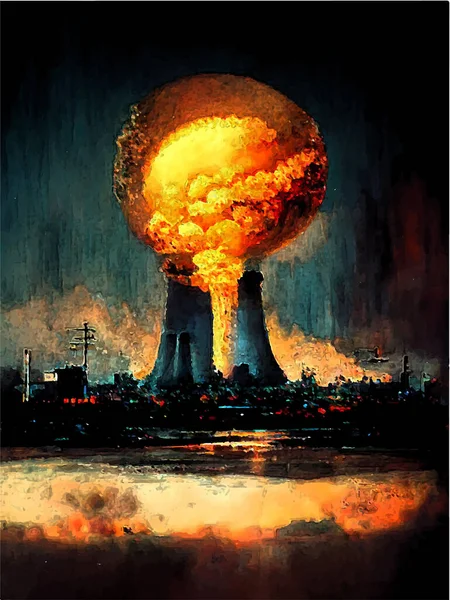 Mushroom Explosion Nuclear Reactor Nuclear Disaster End World Radioactive Contamination — Stock Vector