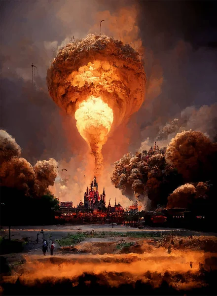Cogumelo Explosão Uma Bomba Nuclear Sobre Cidade Guerra Nuclear Mundo — Vetor de Stock