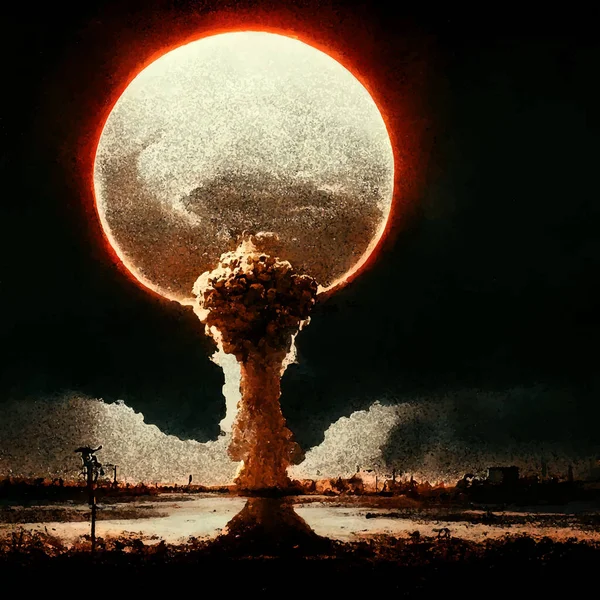 Mushroom Nuclear Bomb Explosion Nuclear War World End World Armageddon — Stock Vector