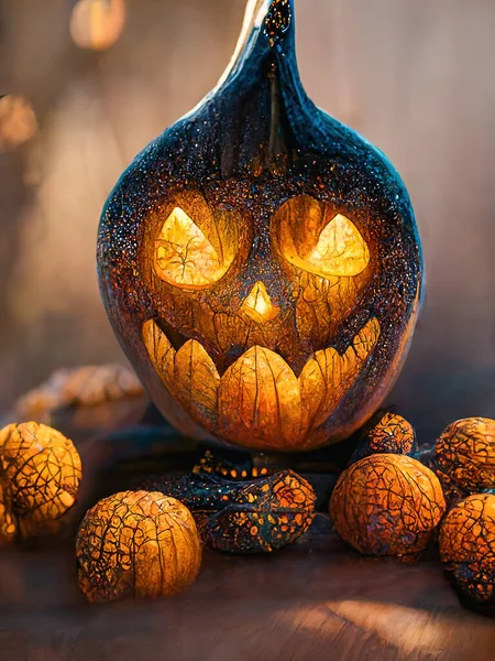 Lanterna Zucca Creativa Halloween Halloween Spaventoso Divertente Stile Vettoriale — Vettoriale Stock