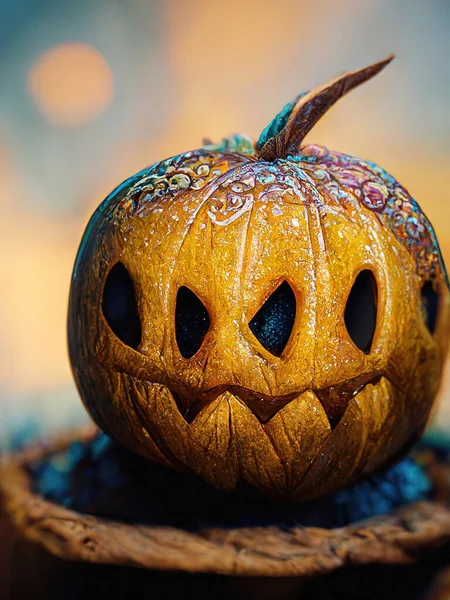 Kreatywna Dyniowa Latarnia Halloween Przerażające Zabawne Halloween Styl Wektorowy — Wektor stockowy