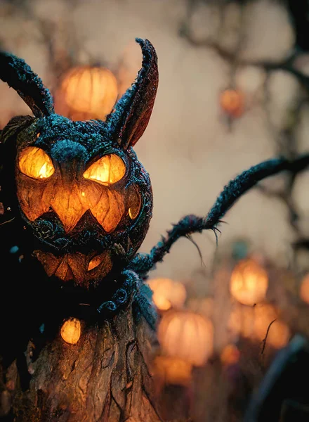 Kreatywne Postacie Halloween Kostiumy Maski Przerażające Zabawne Halloween Styl Wektorowy — Wektor stockowy