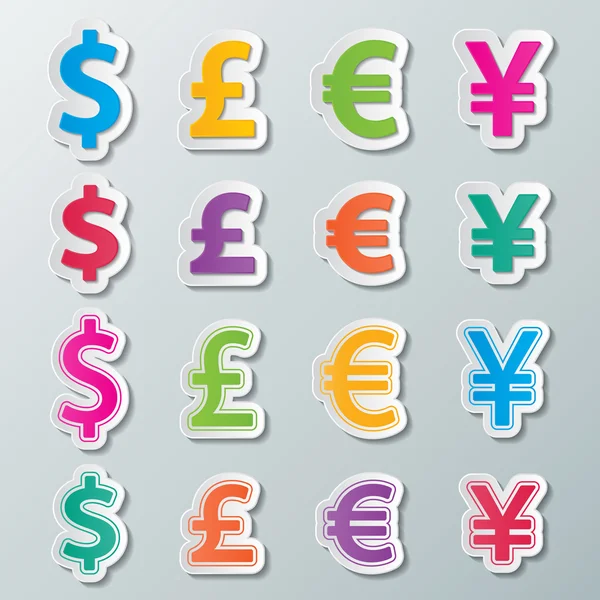 Simboli di valuta — Vettoriale Stock