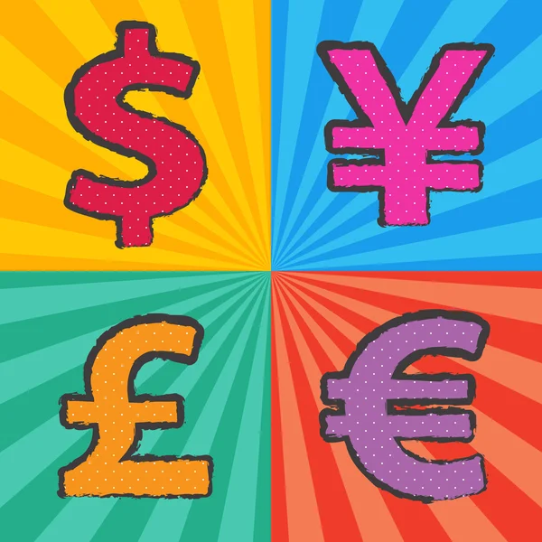 Simbolo della valuta pop art — Vettoriale Stock