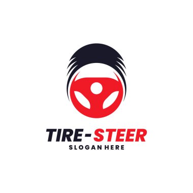 Direksiyon logosu vektörü. Direksiyon ve tekerlek logosu şablonu kombinasyonu.