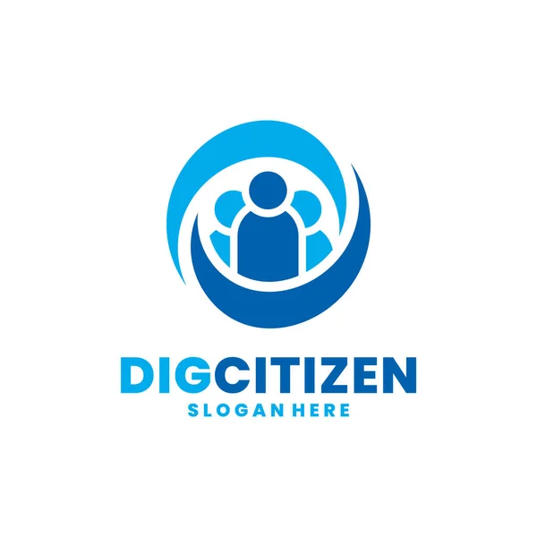 Vetor Logotipo Cidadão Digital Modelo Logotipo Tecnologia Social Conceito Design — Vetor de Stock