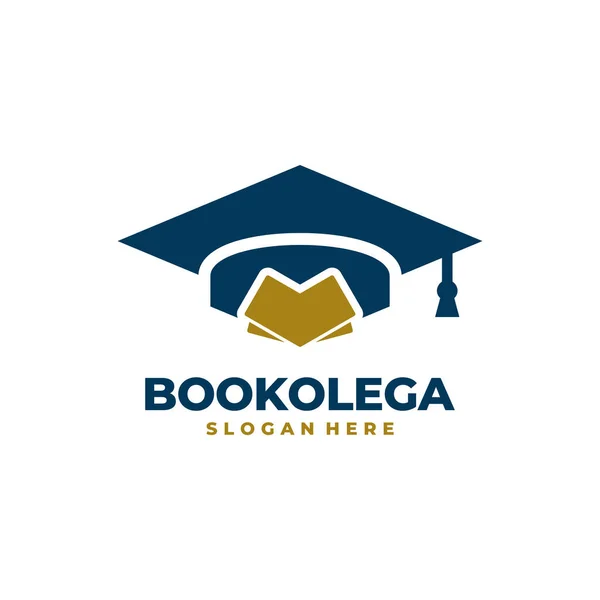 Graduate Hat Book Logo Vector Educational Academic Logo Template Design — Vetor de Stock