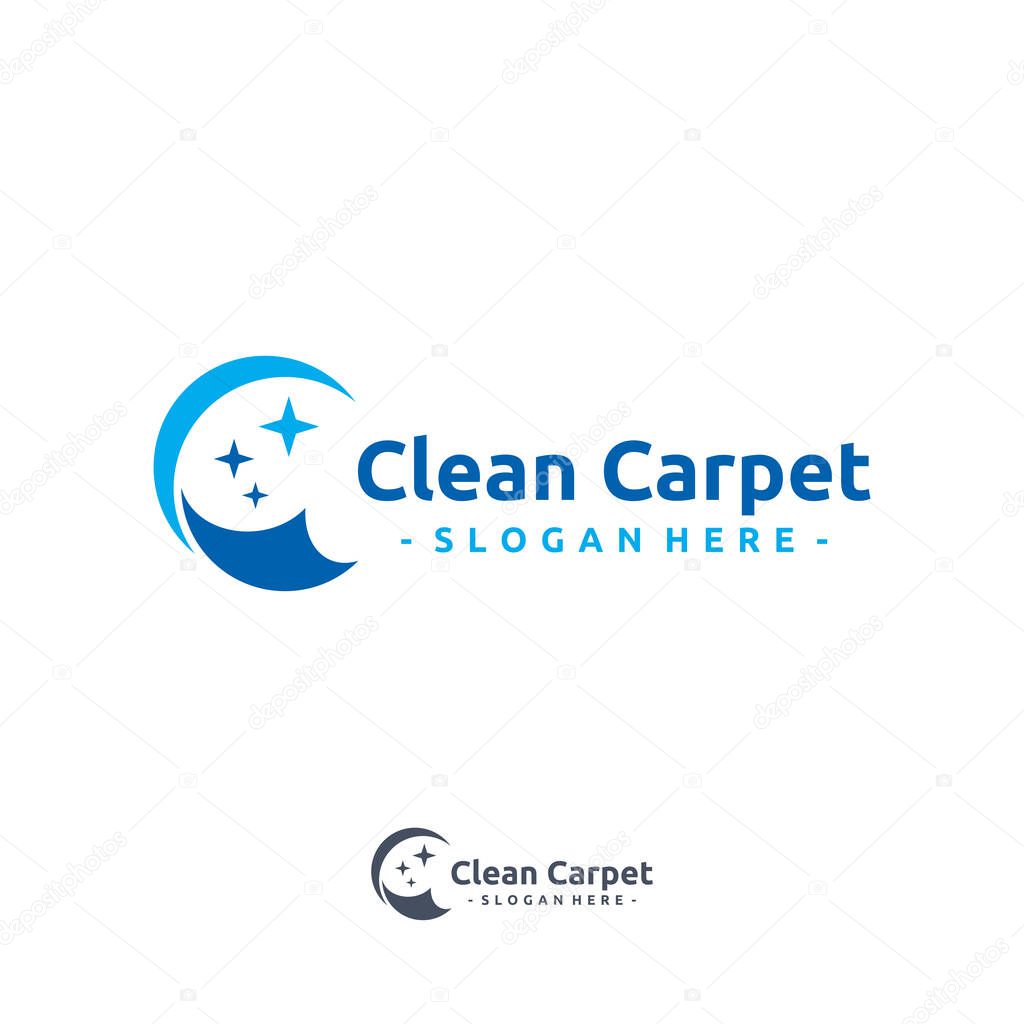 Letter C and clean carpet logo vector. Interiors cleaning service business logo template design concept.