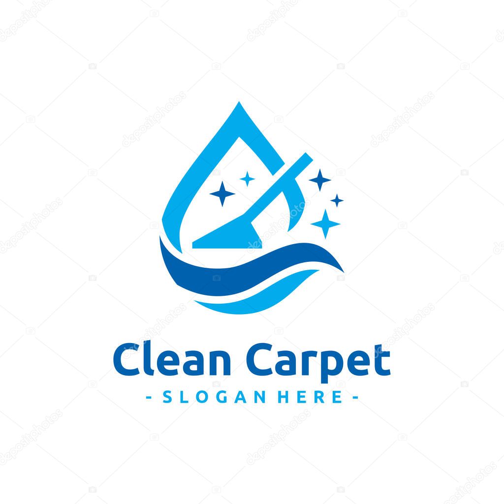 Clean carpet logo vector. Interiors cleaning service business logo template design concept.