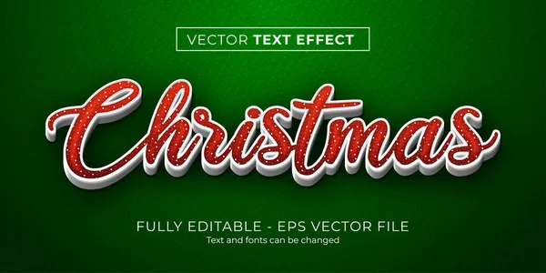 Feliz Natal Texto Vermelho Brilhante Branco Cor Estilo Editável Efeito — Vetor de Stock