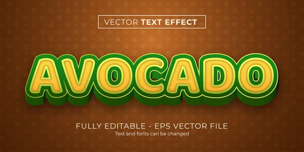 Vektor Text Effekt Illustrator Grafik Stil Grüne Und Gelbe Avocado — Stockvektor