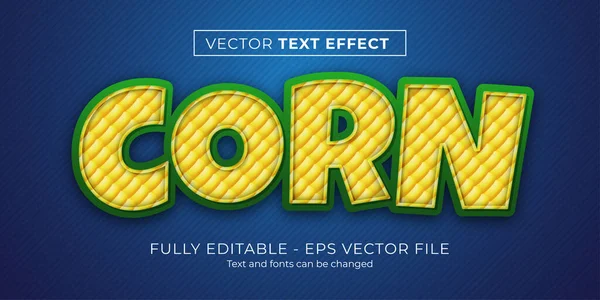Vektor Text Effekt Illustrator Grafik Stil Grün Und Gelb Mais — Stockvektor