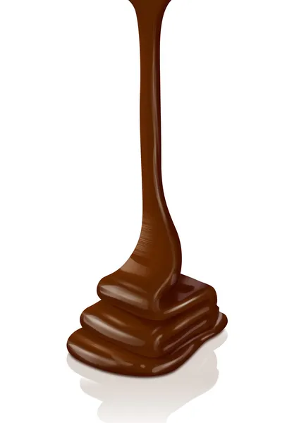 Çikolata akışı üzerinde beyaz izole arka plan - kırpma yolu — Stok fotoğraf