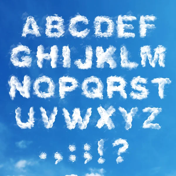 Sada - anglická abeceda z mraků — Stock fotografie