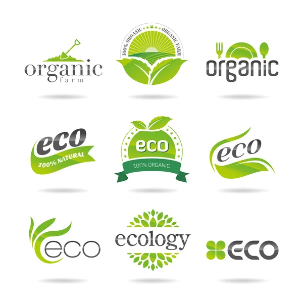 Ekoloji, organik simge seti. Eko-simgeleri