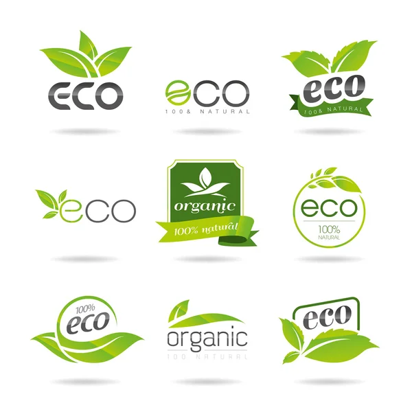 Ecology, organic icon set. Eco-icons — Stock Vector