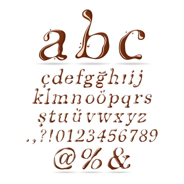 Chocolade alfabet onderkast cursief — Stockvector