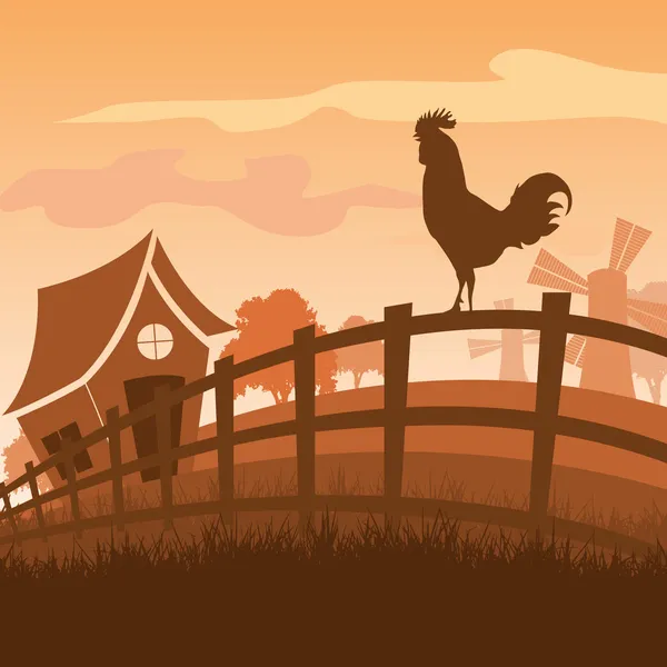 Granja por la mañana — Vector de stock