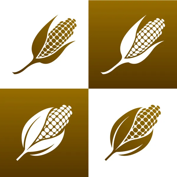 Corn and leaves. Design elements. Icon set. — Stock Vector