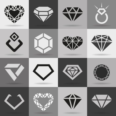 Diamond vector icons set